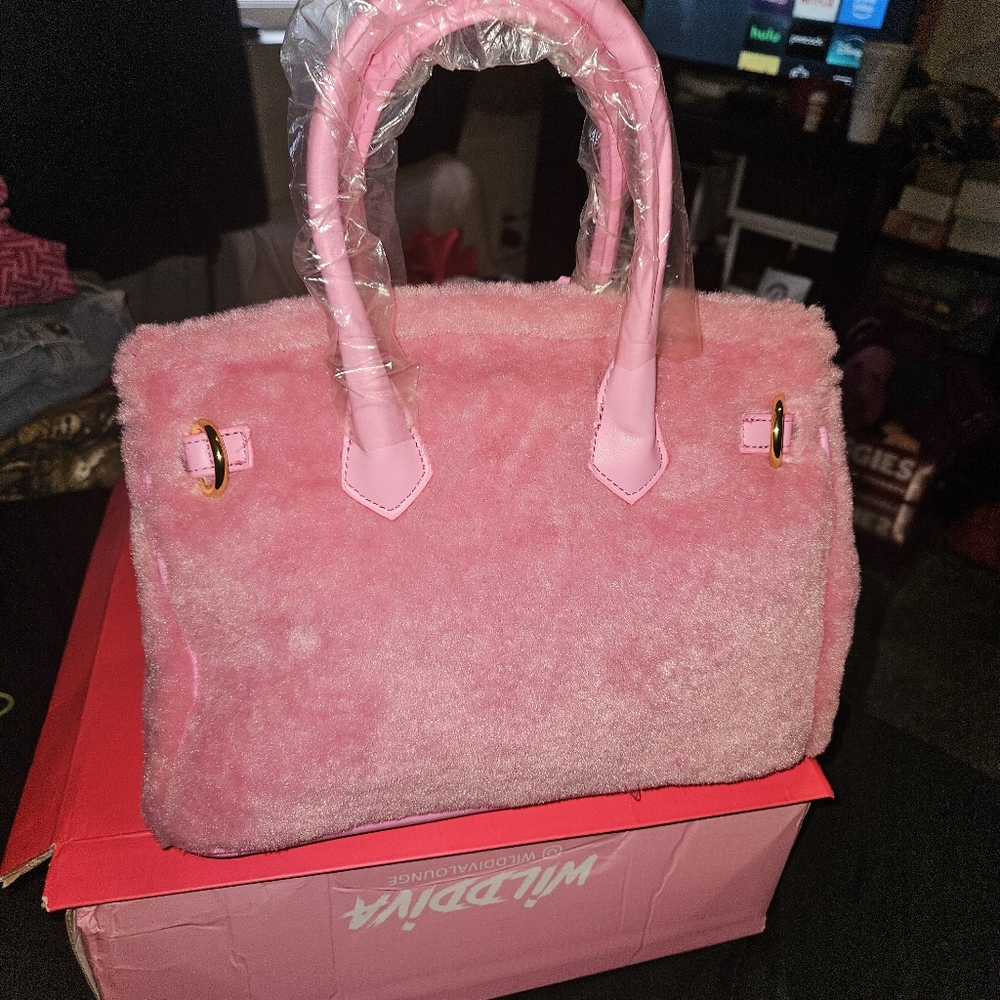 Wild Diva Blush Pink Faux Fur Tote